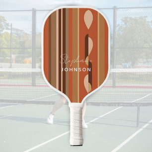 70er Vintag Retro Streifen Personalisierter Name Pickleball Schläger
