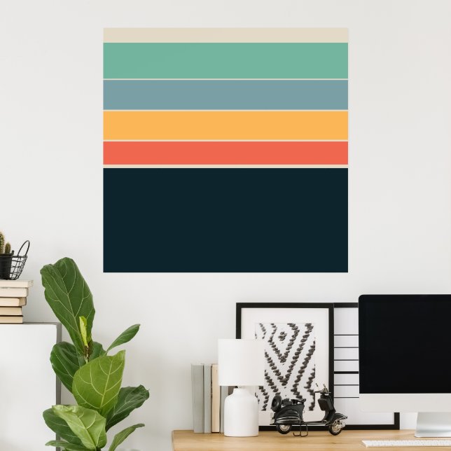 70er Vintage COlour Palette Streifen Poster (Heimbüro)