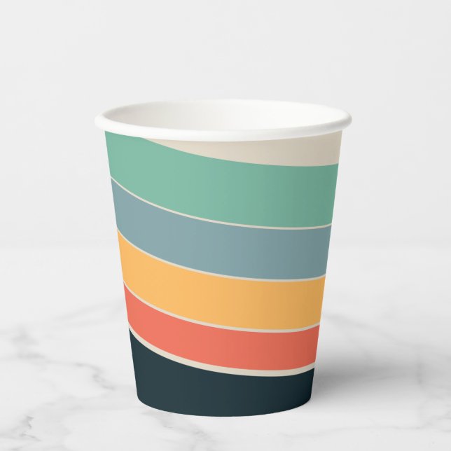 70er Vintage Streifen Pappbecher (Vorderseite)