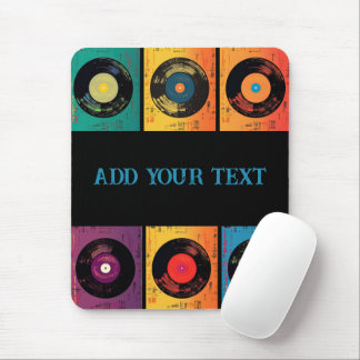 70er Vinyl Record Muster Retro Mousepad