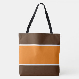 70er Warmherbst Orange Kakaobraun Streifen Tasche