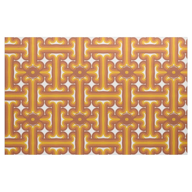 70erbraunes und orange Weidenmuster Stoff (Fat Quarter (45,7 x 55,9 cm))