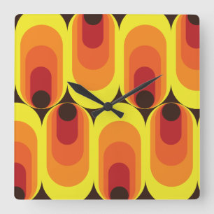 70s 60s inspired wall clock quadratische wanduhr