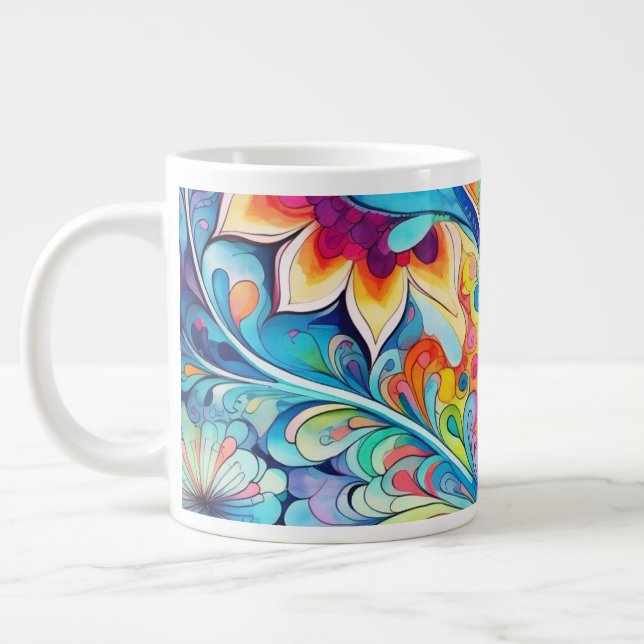70s 60s Psychedelic Hippy Retro Hip Jumbo-Tasse (Links)