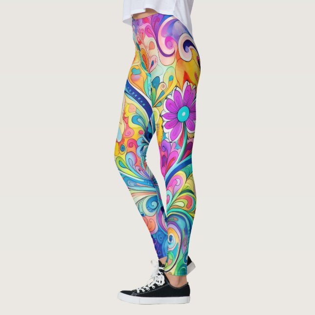 70s 60s Psychedelic Hippy Retro Hip Leggings (Links)