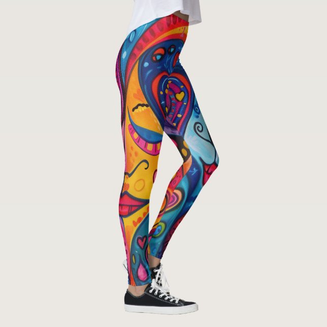 70s 60s Psychedelic Hippy Retro Hip Leggings (Rechts)