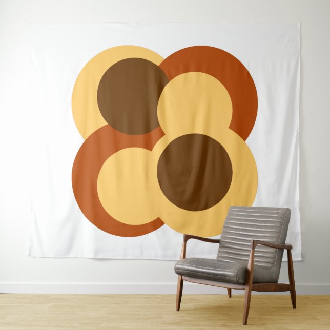 70s Abstract Geometric Circular Shapes Wandteppich (Beispiel (Horizontal))