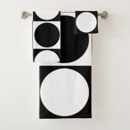 70s Checks and Circles Black and White Badhandtuch Set