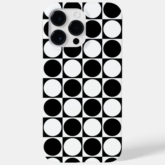 70s Checks and Circles Black and White Case-Mate iPhone 14 Pro Max Hülle (Rückseite)