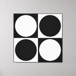 70s Checks and Circles Black and White Leinwanddruck