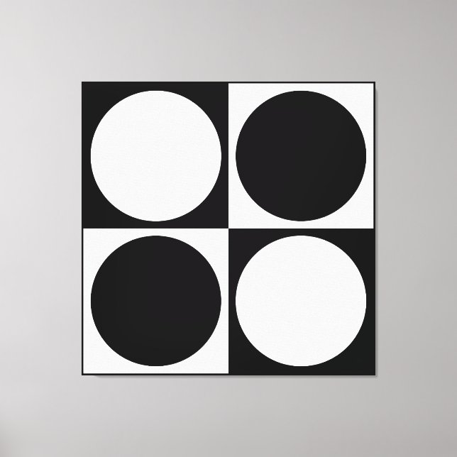 70s Checks and Circles Black and White Leinwanddruck (Vorderseite)