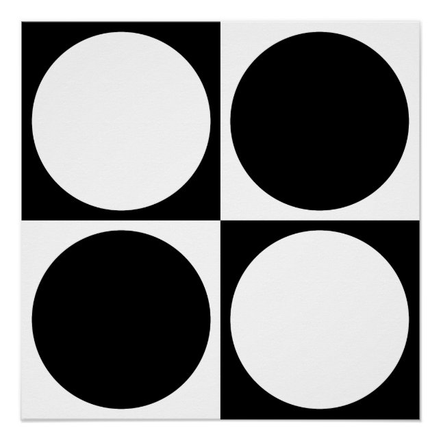 70s Checks and Circles Black and White Poster (Vorderseite)