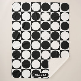 70s Checks and Circles Black and White Sherpadecke