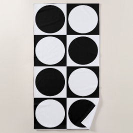 70s Checks and Circles Black and White Strandtuch