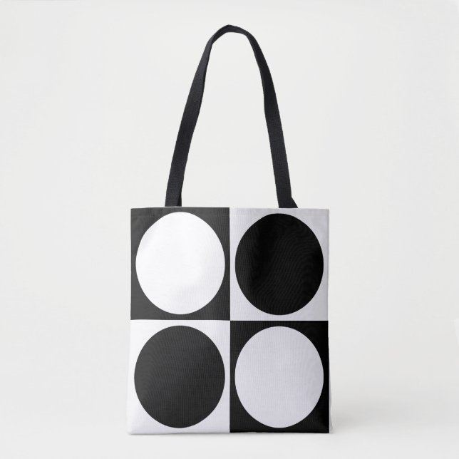 70s Checks and Circles Black and White Tasche (Vorderseite)