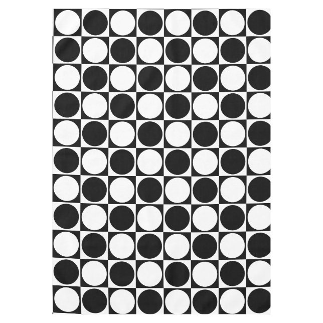 70s Checks and Circles Black and White Tischdecke (Vorderseite)