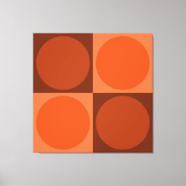 70s Checks and Circles Flame Orange Leinwanddruck