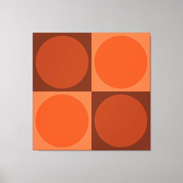 70s Checks and Circles Flame Orange Leinwanddruck (Vorderseite)