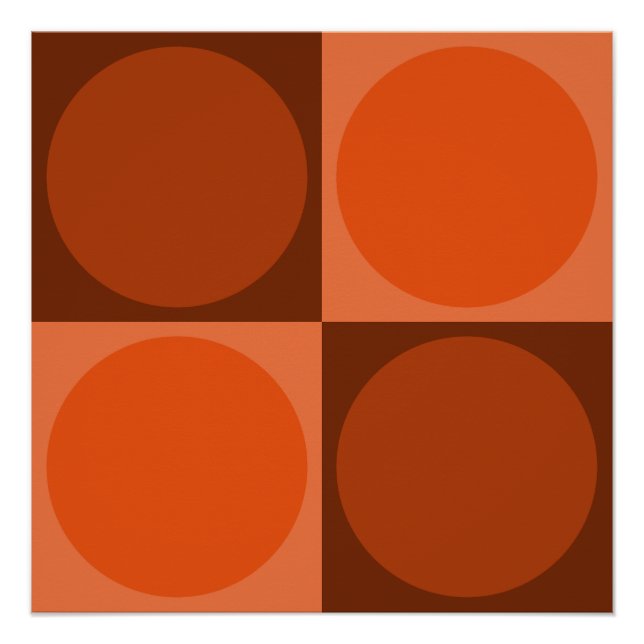 70s Checks and Circles Flame Orange Poster (Vorderseite)