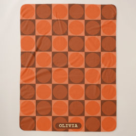 70s Checks and Circles Flame Orange Sherpadecke