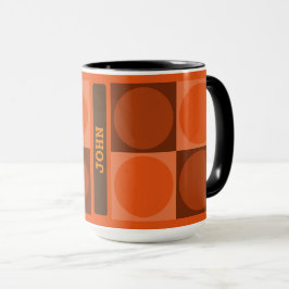 70s Checks and Circles Flame Orange Tasse
