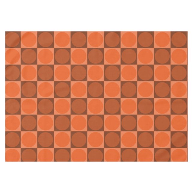 70s Checks and Circles Flame Orange Tischdecke (Vorderseite (Horizontal))