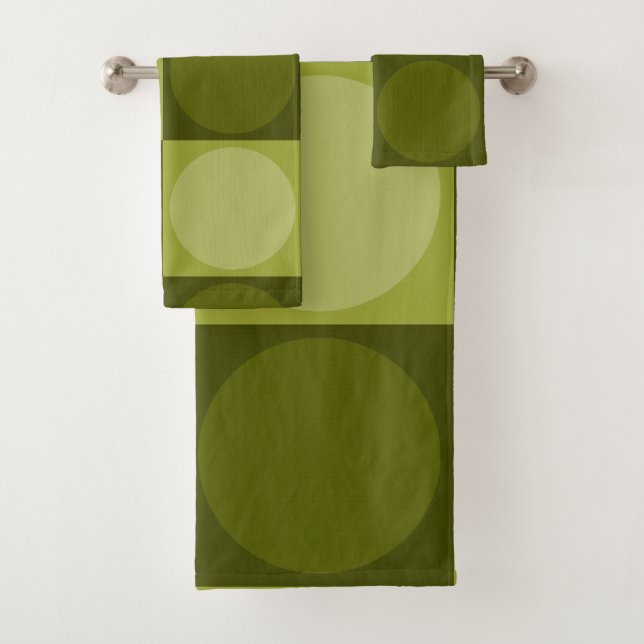 70s Checks and Circles Green Badhandtuch Set (Insitu)