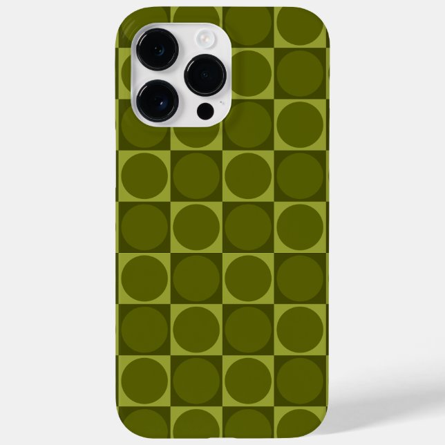 70s Checks and Circles Green Case-Mate iPhone 14 Pro Max Hülle (Rückseite)