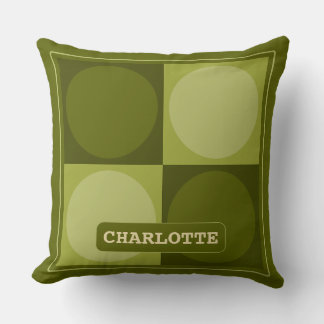 70s Checks and Circles Green Kissen