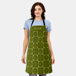 70s Checks and Circles Green Schürze
