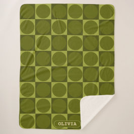 70s Checks and Circles Green Sherpadecke