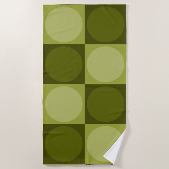 70s Checks and Circles Green Strandtuch (Vorderseite)