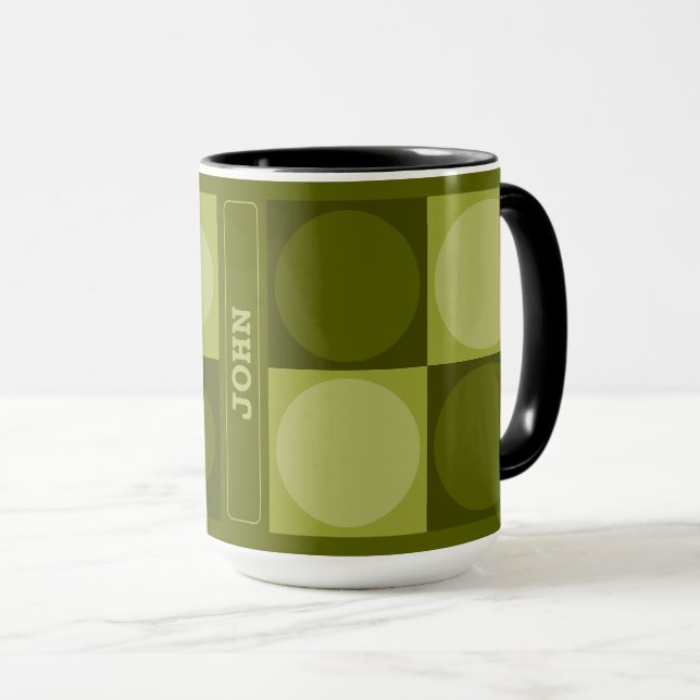 70s Checks and Circles Green Tasse (VorderseiteRechts)