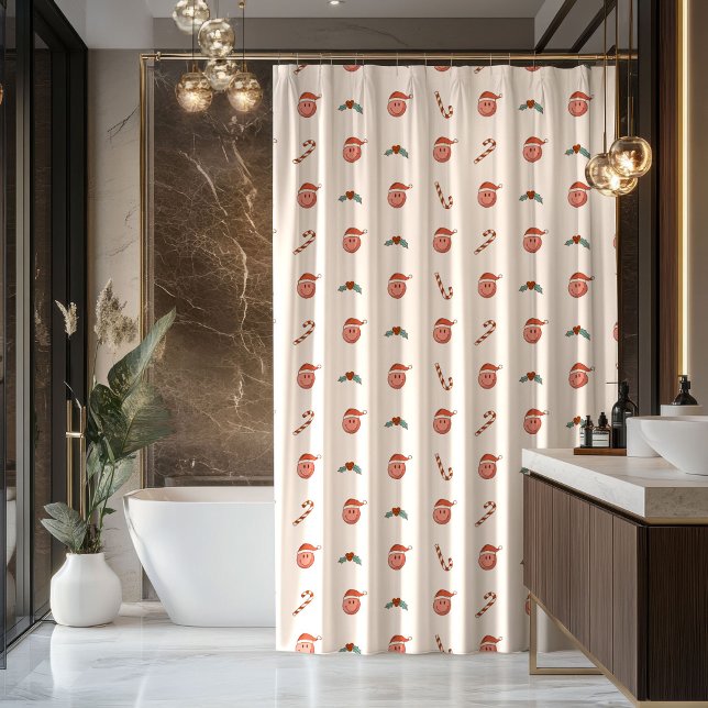 70s Christmas Curtain Pastel Vibe for Holidays Duschvorhang (70s Christmas Curtain Pastel Vibe for Holidays)