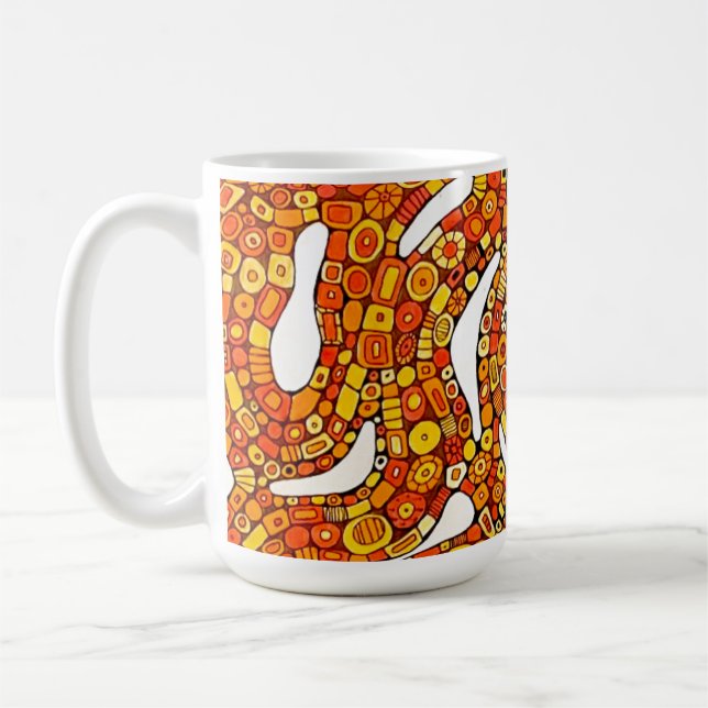 70s Colors Red Orange Yellow Abstract Design Kaffeetasse (Links)