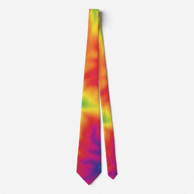 70s Hippie Rainbow Hues Tie Dye Krawatte (Vorderseite)