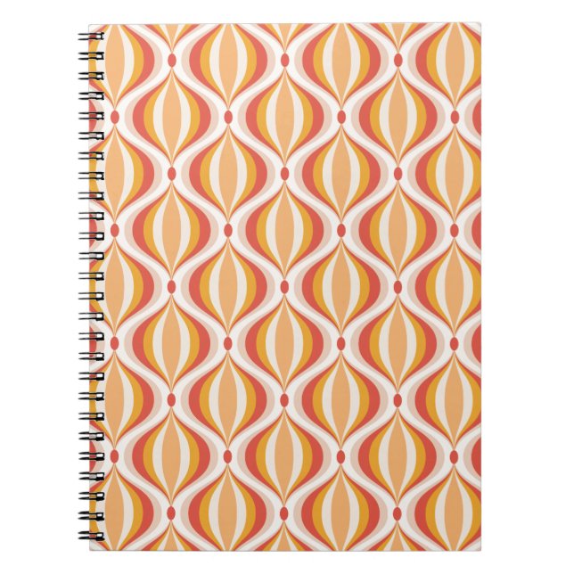70s nostalgia notebook groovy optical pattern notizblock (Vorderseite)