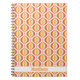 70s nostalgia notebook groovy optical pattern notizblock