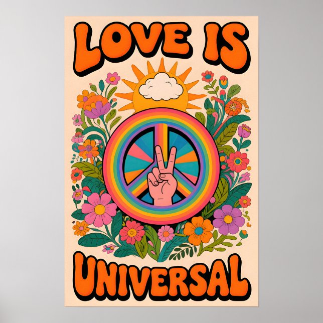 70s Peace symbol  Pop Art Poster (Vorne)