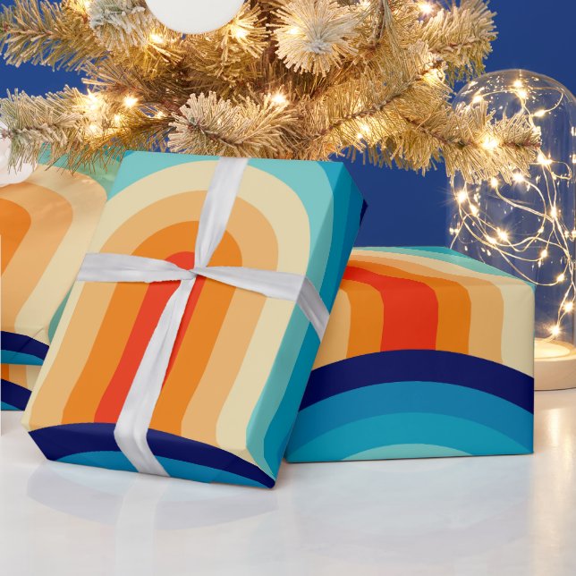 70s Rainbow Curves Geschenkpapier (Feiertage)