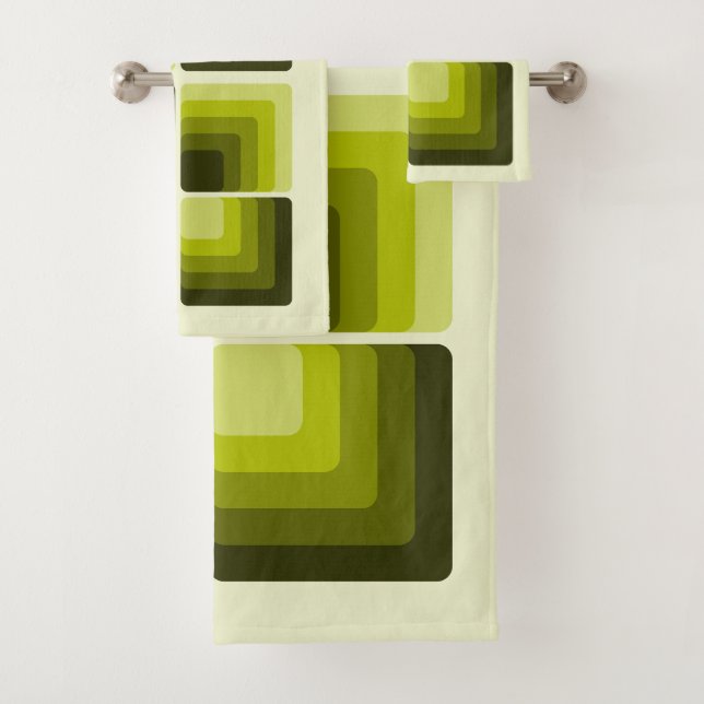 70s Rainbow Squares Monochrome Green (En situation)