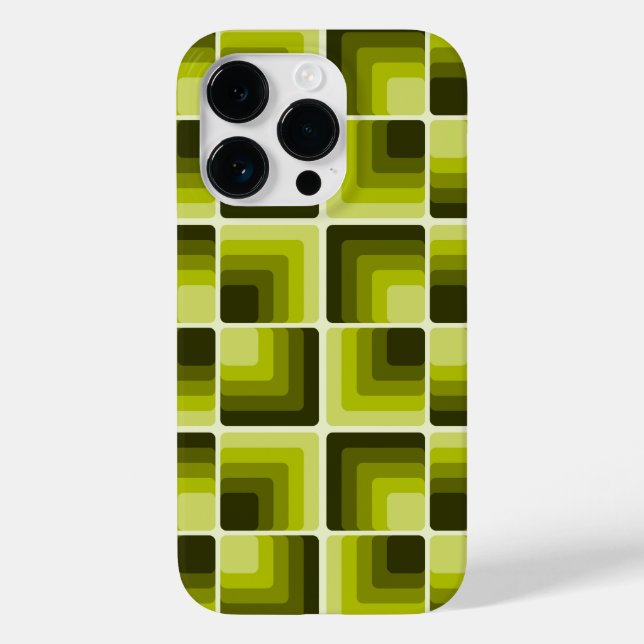 70s Rainbow Squares Monochrome Green Case-Mate iPhone 14 Pro Hülle (Rückseite)