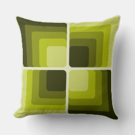 70s Rainbow Squares Monochrome Green Kissen
