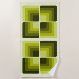 70s Rainbow Squares Monochrome Green Strandtuch