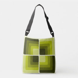70s Rainbow Squares Monochrome Green Tragetaschen Mit Langen Trägern
