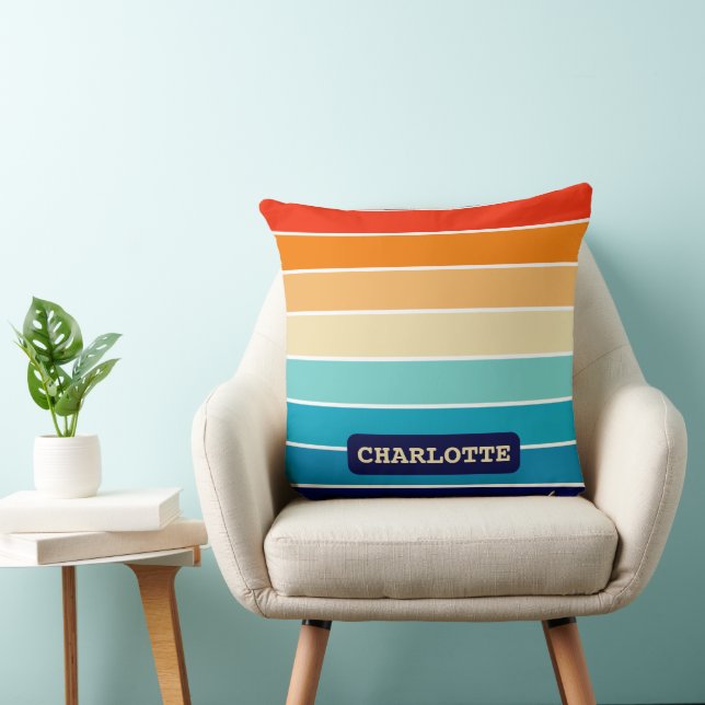 70s Rainbow Stripes Kissen (Stuhl )