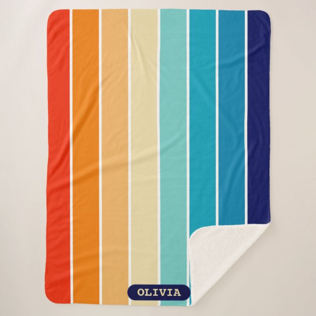 70s Rainbow Stripes Sherpadecke (Vorderseite)