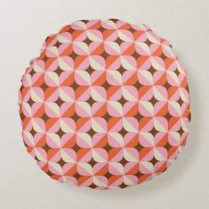 70s Retro Geometric Vintage Pattern Rundes Kissen