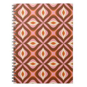 70s Retro Seamless Pattern in Orange, Brown, Pin Notizblock