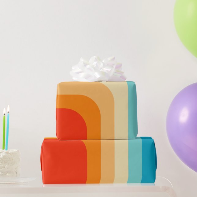 70s Square Rainbow Geschenkpapier (Partygeschenke)